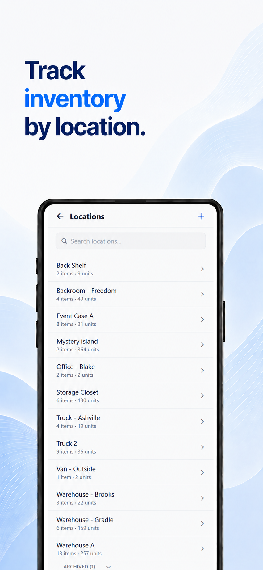 BinFlow locations screen
