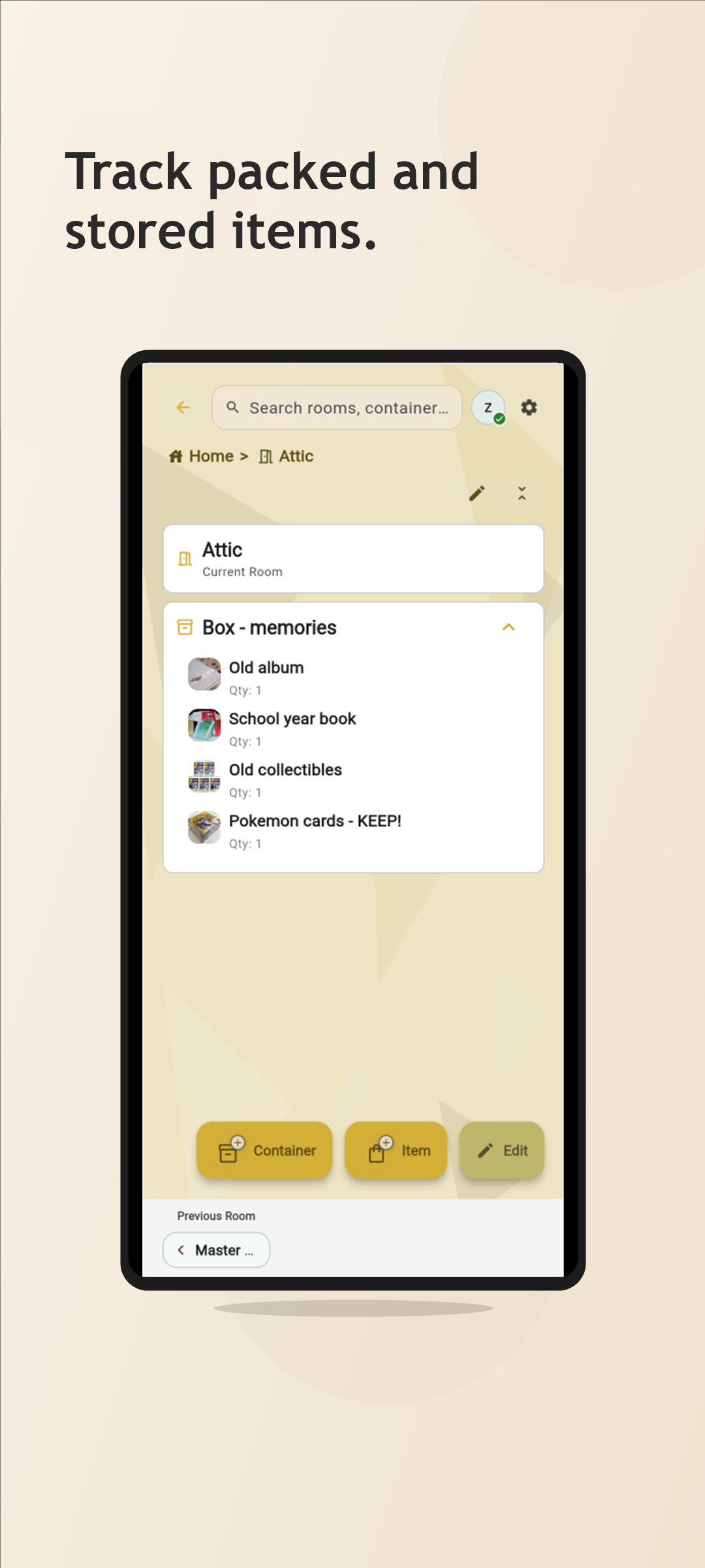 ZenStow start screen
